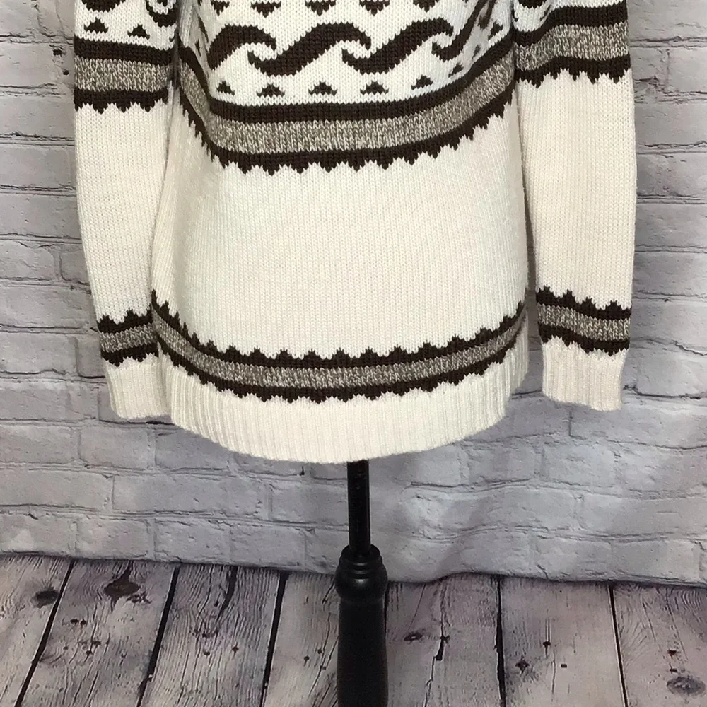 American Eagle Brown Cream Fair Isle Wool Blend Sweater Small